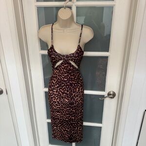Leopard Print Cutout Midi Dress